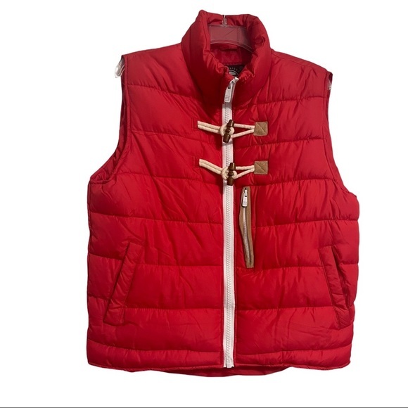 JORDAN CRAIG  Cold Weather Red Puffer Vest Full Zip Large  NWT Toggles - Picture 1 of 7